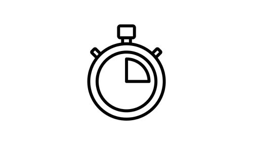 Symbol einer Stoppuhr mit einem Viertelkreis, das Zeit oder Timing darstellt.