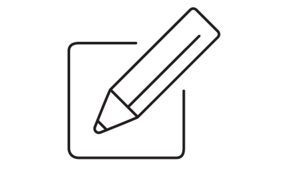 Piktogramm eines Blatt Papiers mit Bleistift 